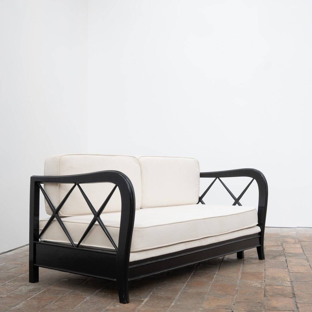Modular Sofa in Velvet and Wood by Paolo Buffa, 1950s