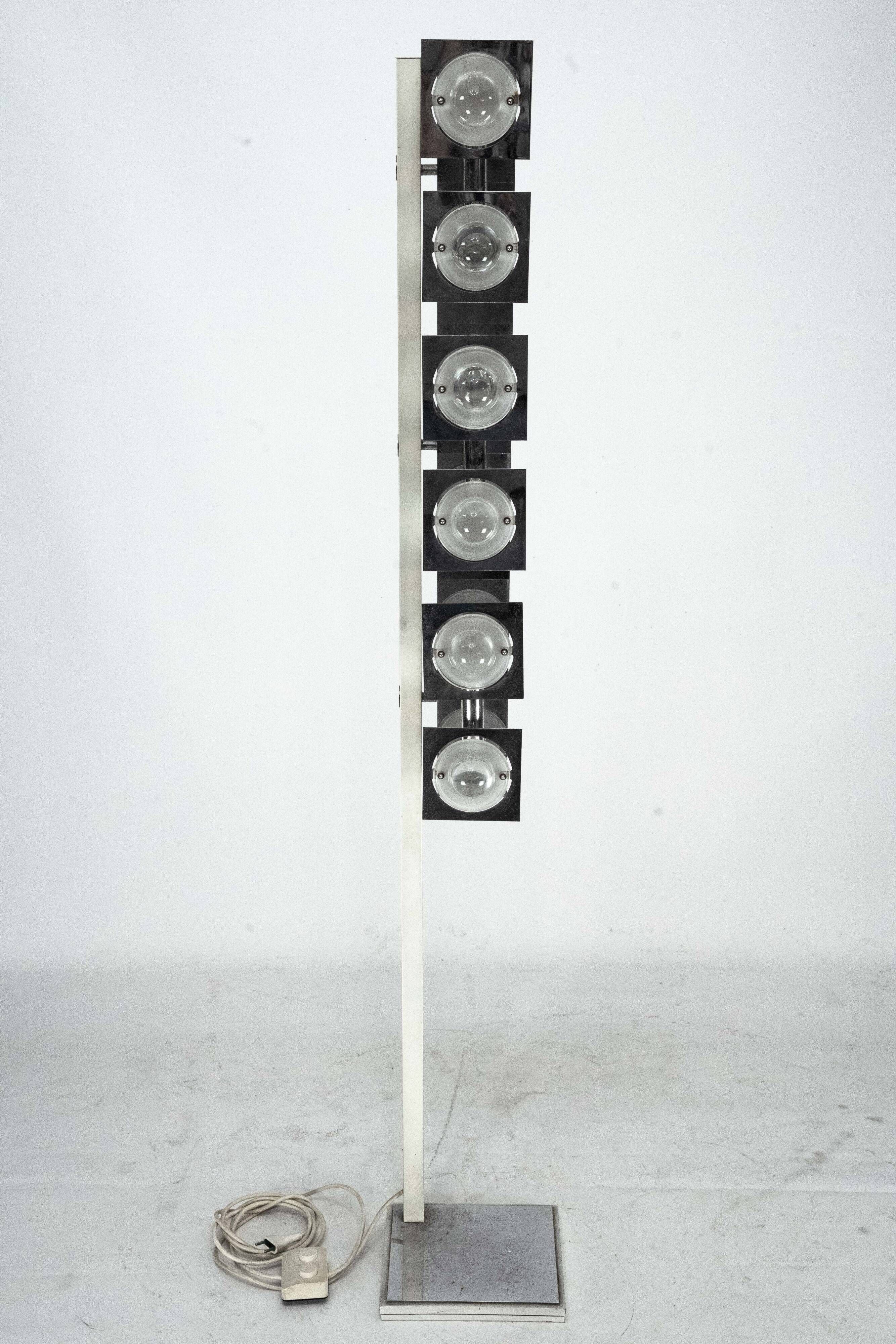 Mid-Century Chrome and Glass Floor Lamp attributed to Sciolari, Italy 1970s