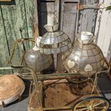 Suspension vintage en nacre et laiton