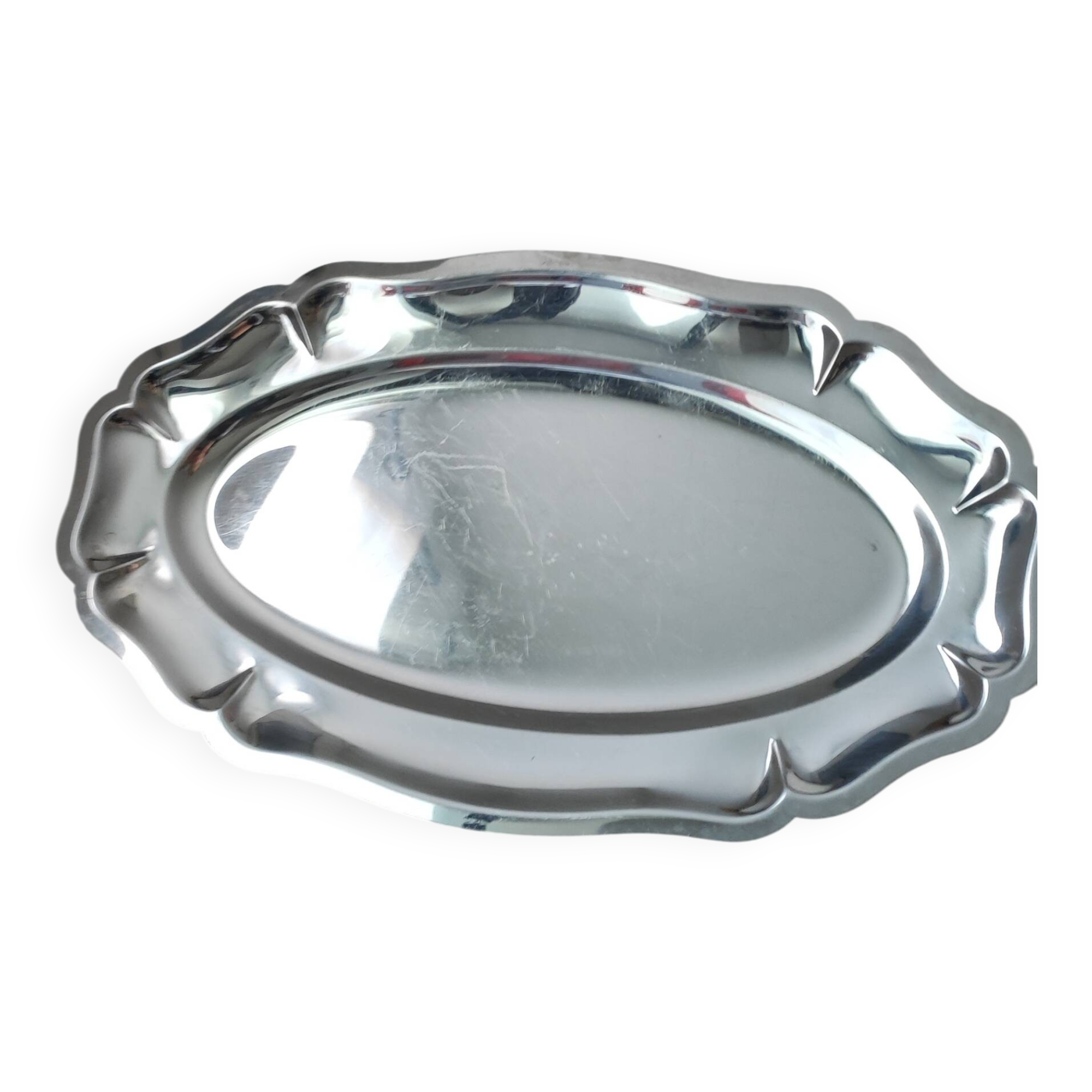 Oval silver-plated metal dish, 1980s.