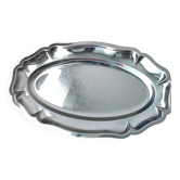 Plat ovale en métal argenté  Année 80.