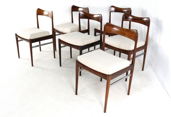 Ensemble de 6 chaises de salle à manger en bois de rose 'Bennekom' - nouvelle tapisserie