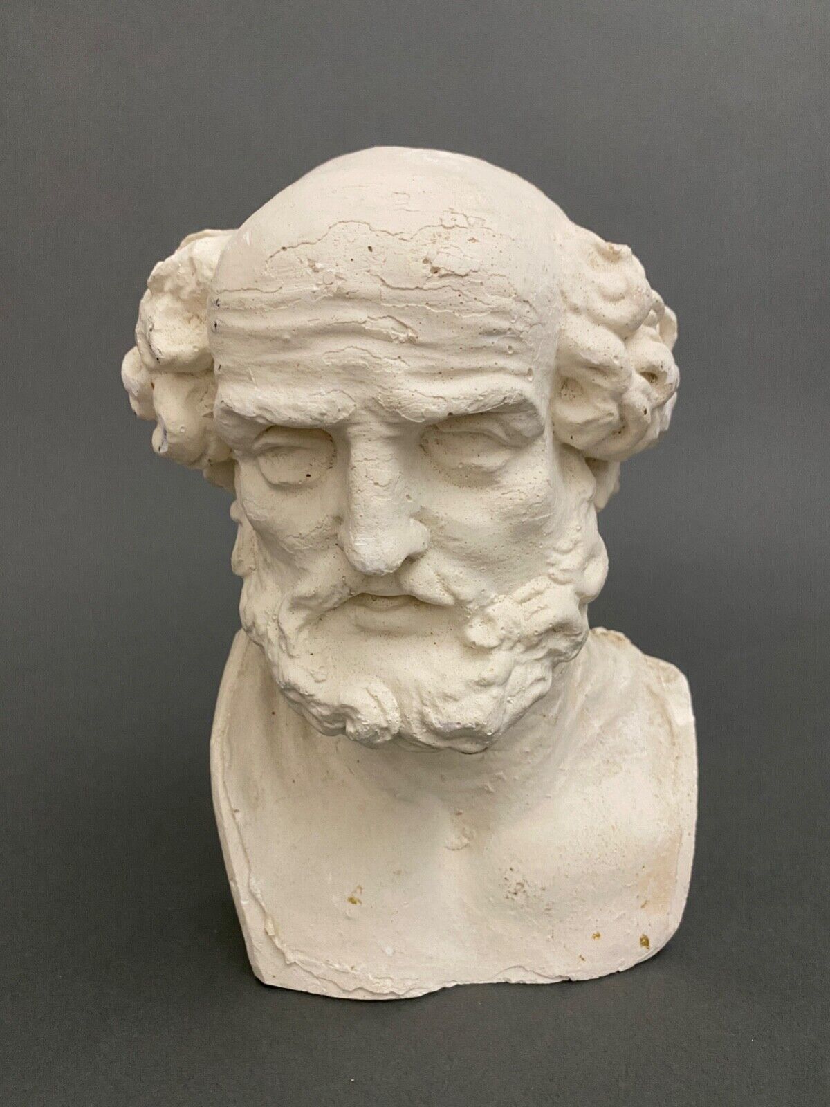 Bust of Socrates in plaster mid-twentieth artist's studio