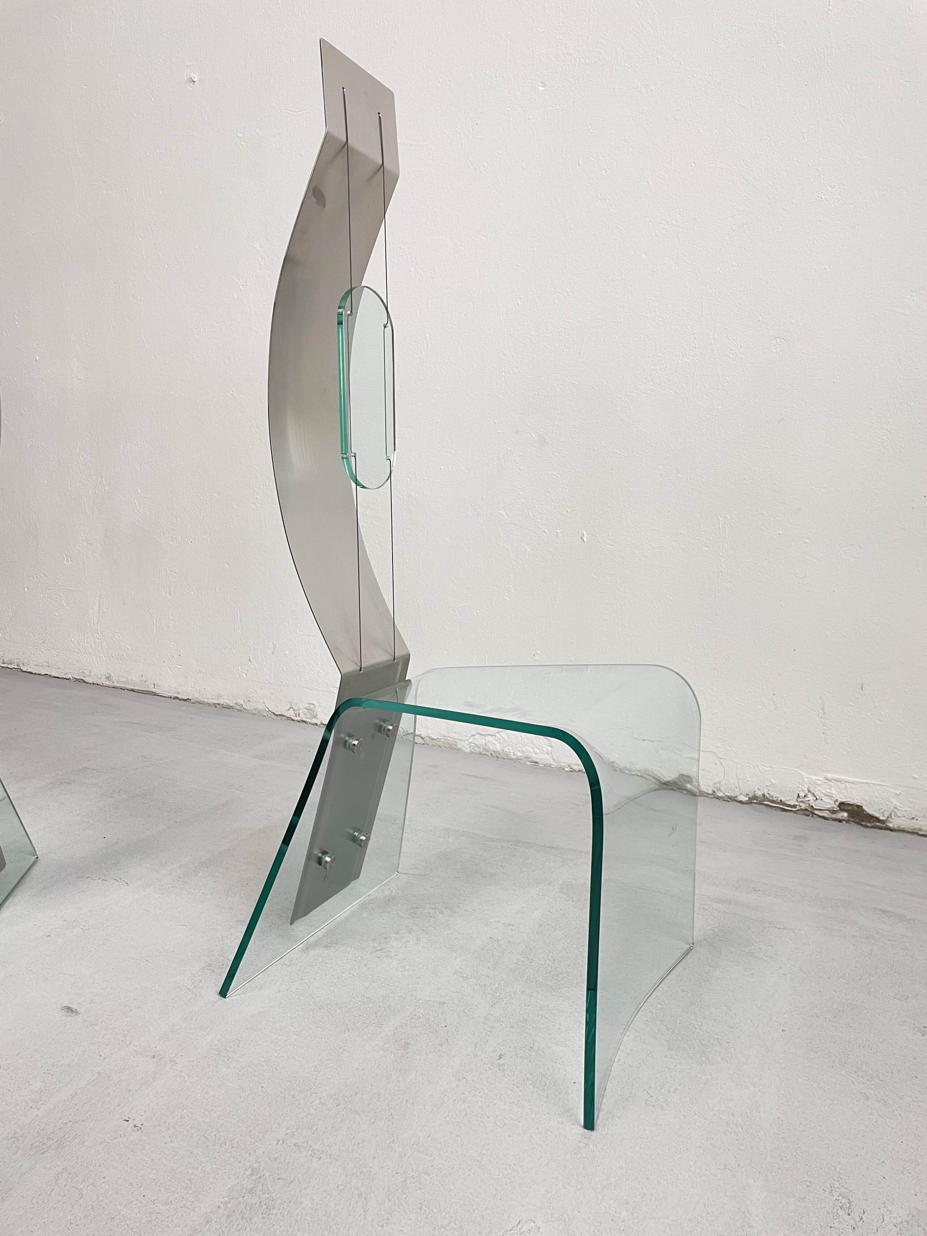 Chaise sculpturale Zero de Marco Baldanello, verre et acier, Italie, années 1990