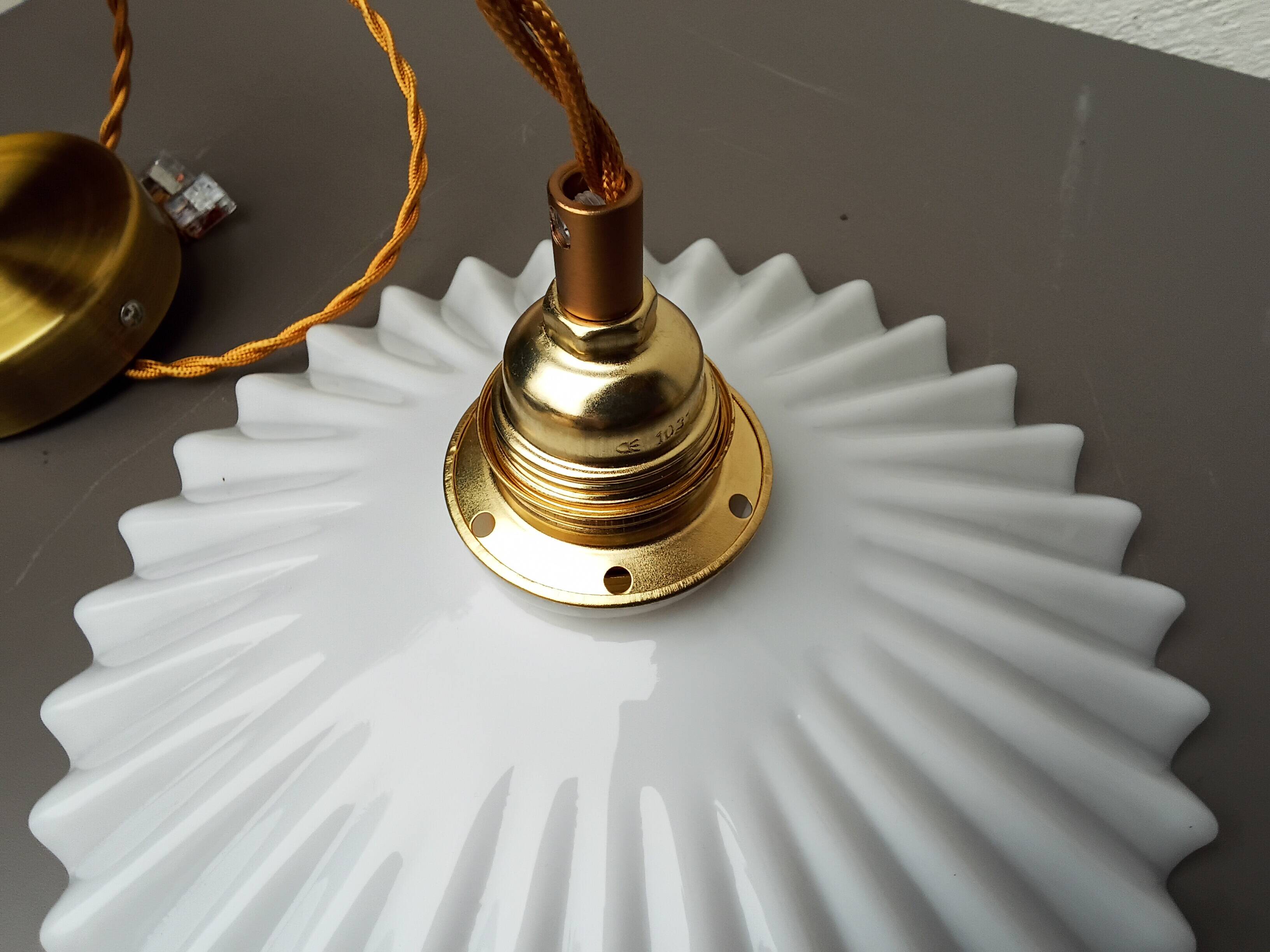 Vintage white opaline pendant light