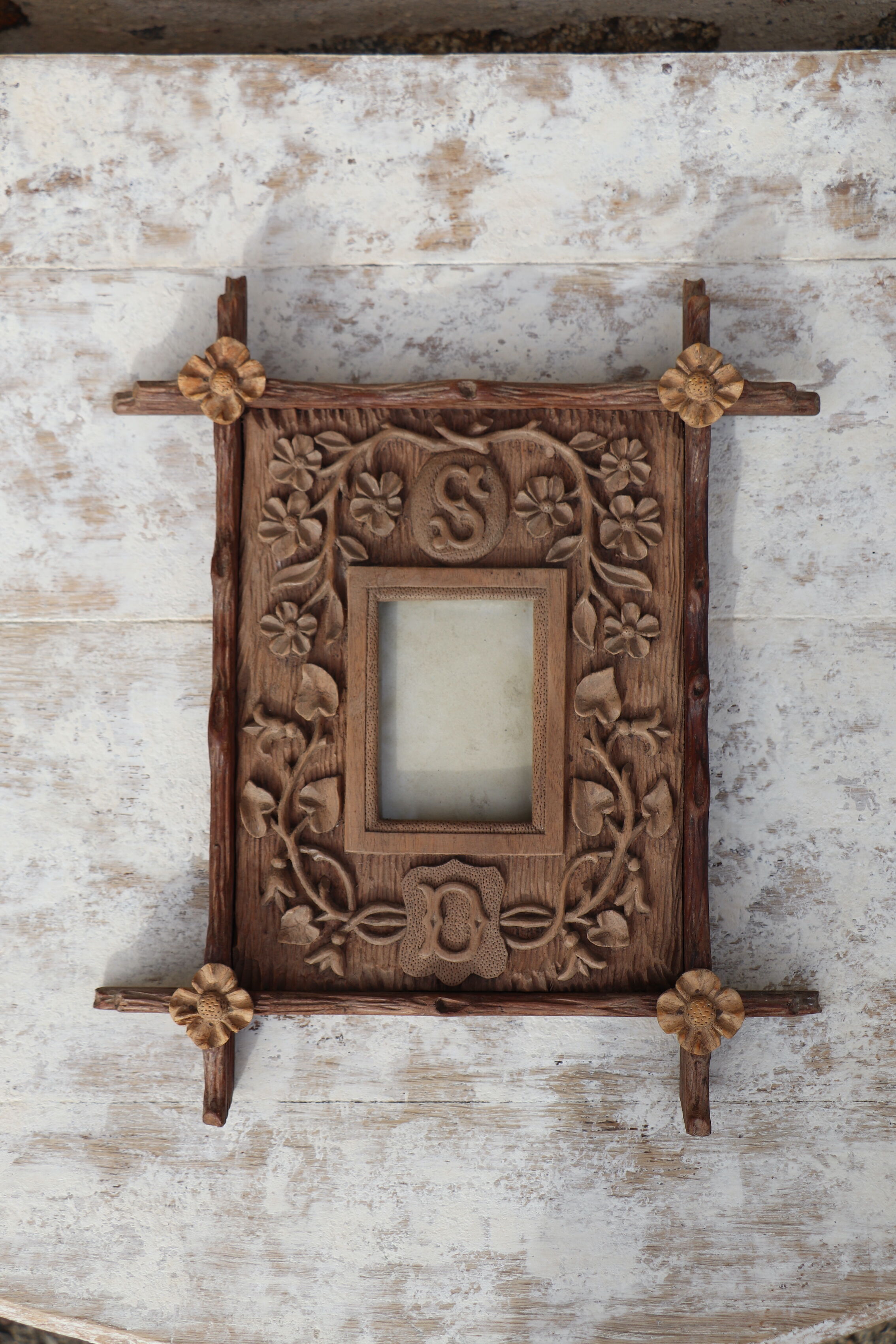 Black forest frame carved wood