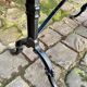 Grey marble bistro table with black cast iron ☐ 110 x 60 cm