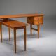 Bureau en teck en L de style mid-century moderne, années 1970