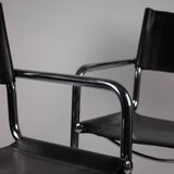 Pair of Matteo Grassi MG5 chairs in black leather and chrome