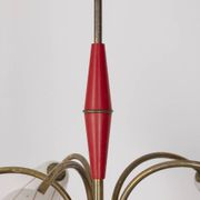 Vintage 60's chandelier, red metal and glass, italian design