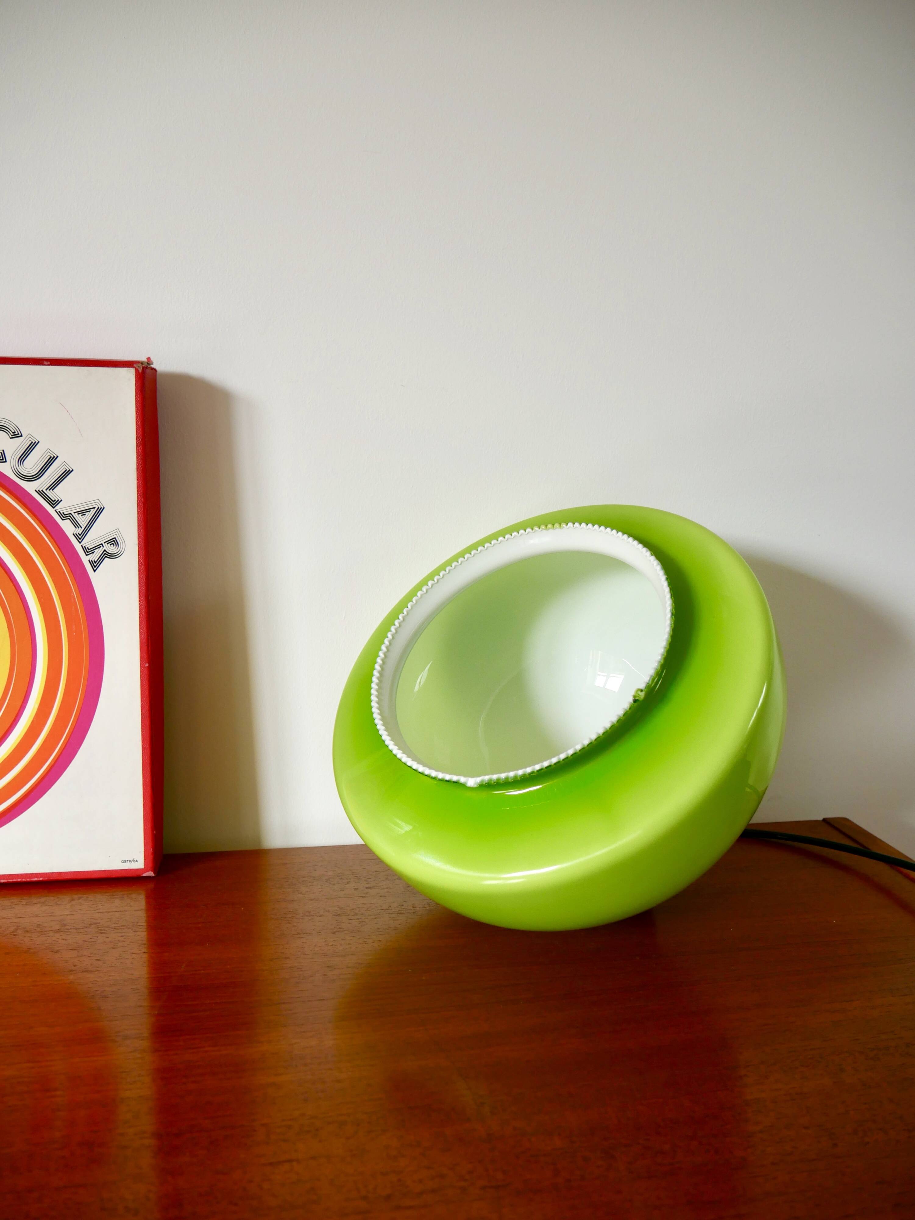 Suspension in green opaline mushroom design 60s-70s