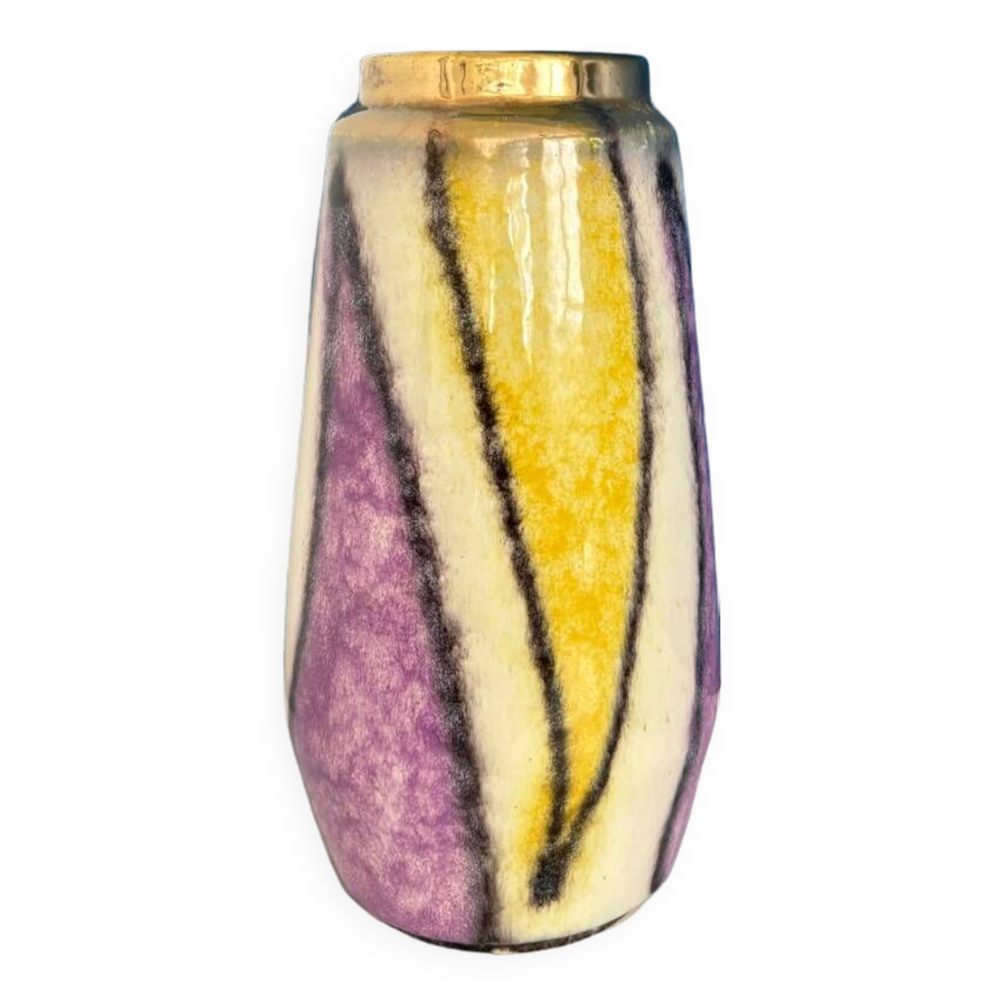 west germany purple yellow and gold vase / vase made in germany