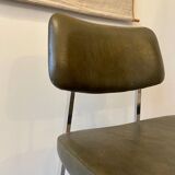 Chrome aluminum chair and khaki green skai