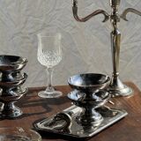 Set of 6 silver metal ice cream cups with small base D9 H5.5