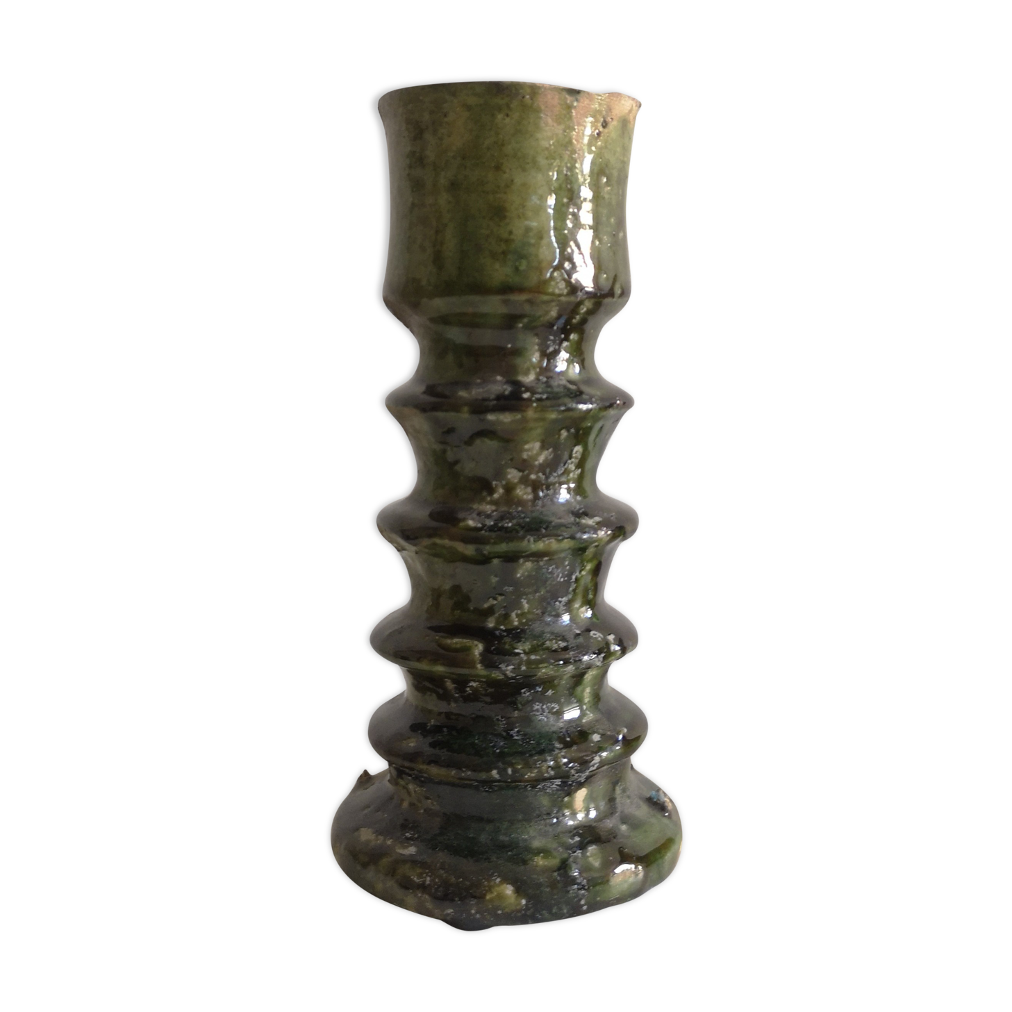 Enamelled ceramic candle holder, tamegroute