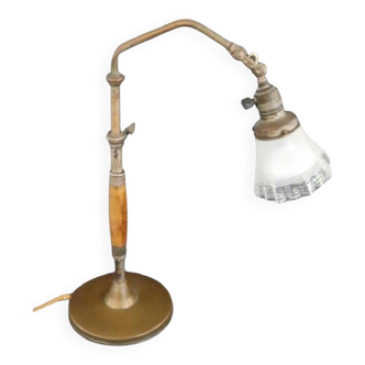 Vintage Brass And Glass Table Lamp, 1930s