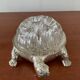 Vintage turtle flowerpeed in silver metal and glass From Reims