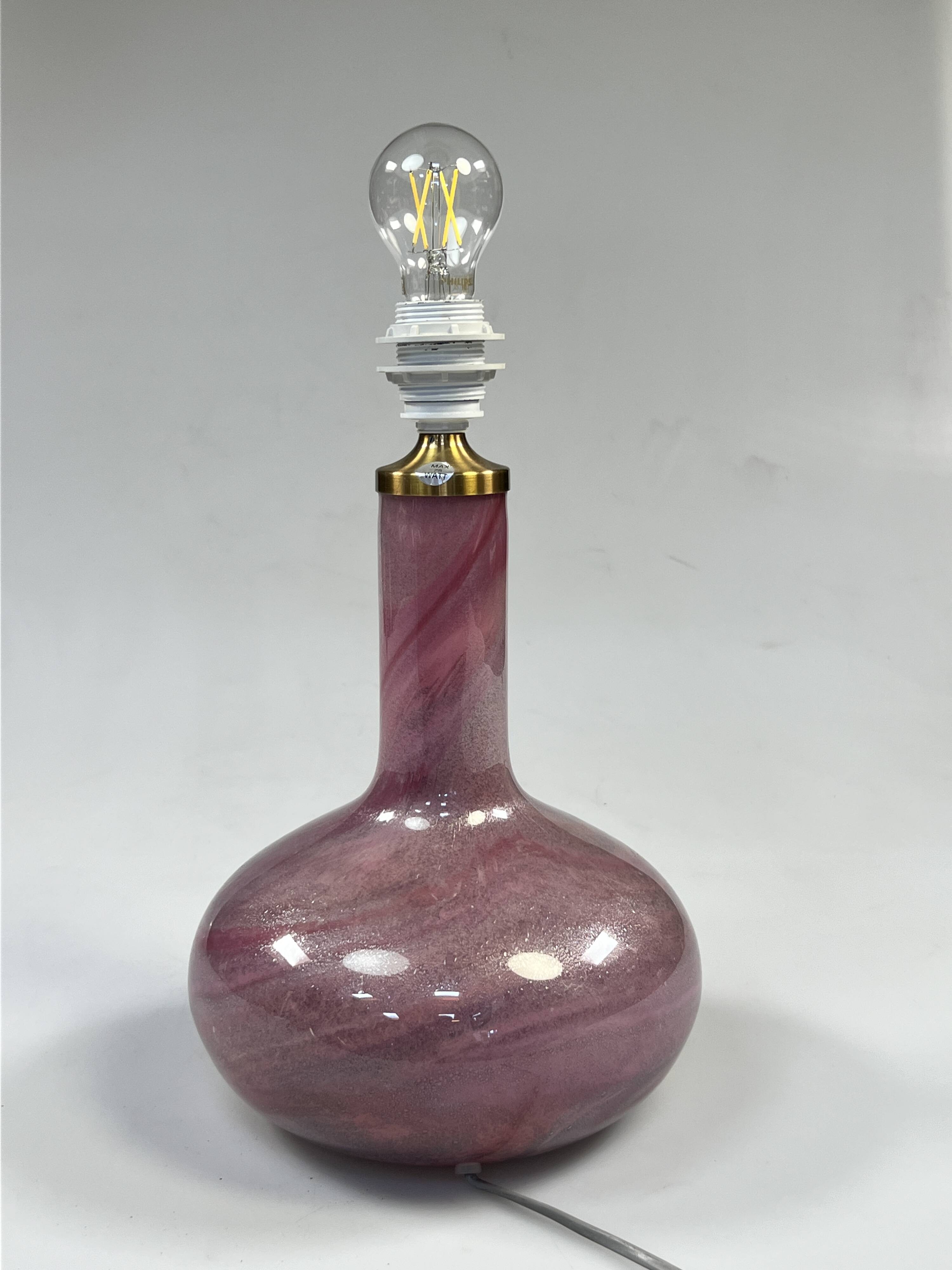 Vintage Danish Table Lamp, Purple Glass, Holmegaard Troll 2