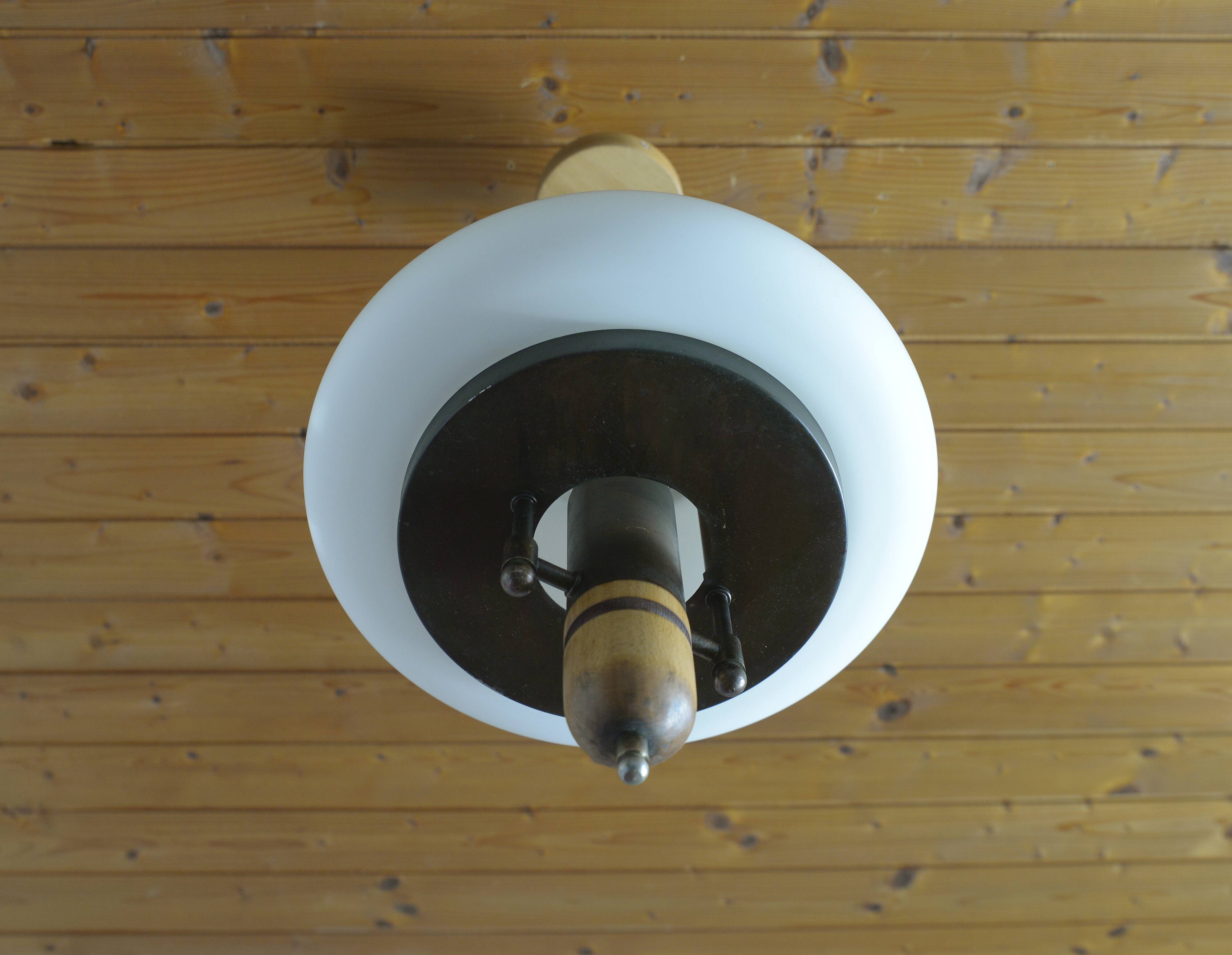 Vintage Lantern Pendant Light | Mid Century Opaline Glass Chandelier