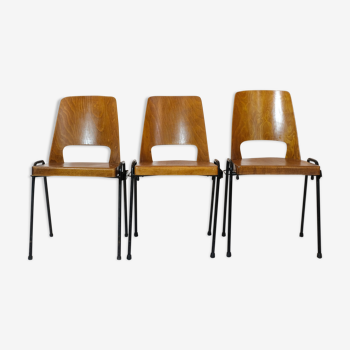 Trio de chaises Baumann des années 50