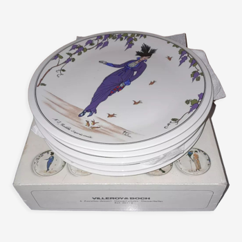 6 assiettes à dessert Villeroy et Boch design 1900