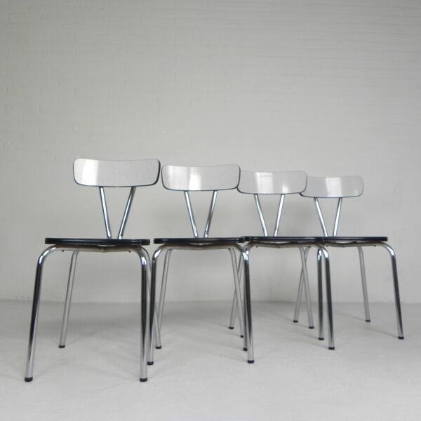 Ensemble de 4 chaises de salle à manger en Formica, années 1960