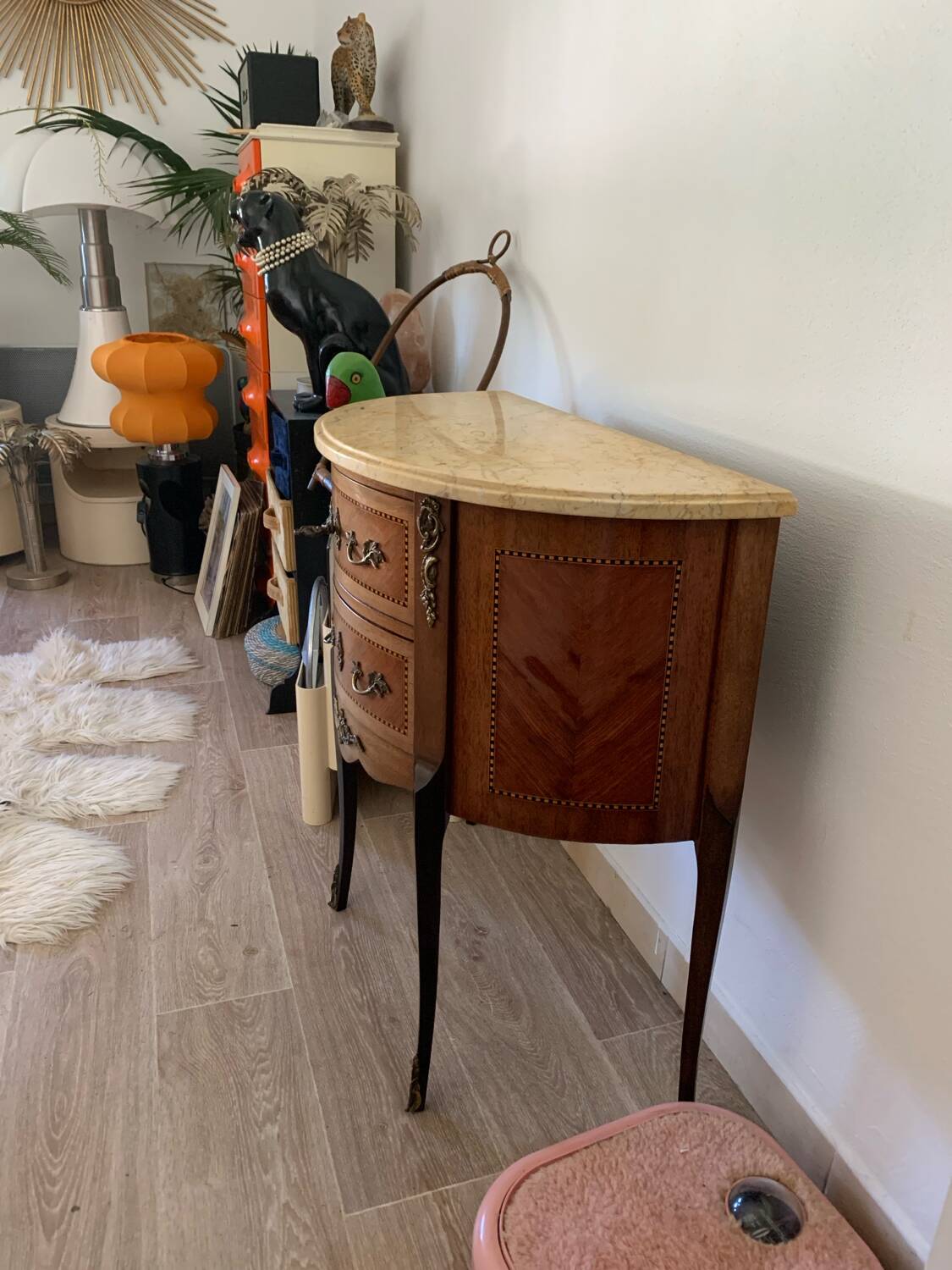 Small Louis XV style half-moon chest of drawers