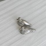 Silver plated duck shaped salt and pepper shakers