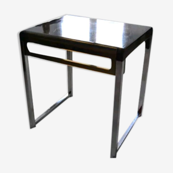 Table d'appoint plexi fumé chrome vintage