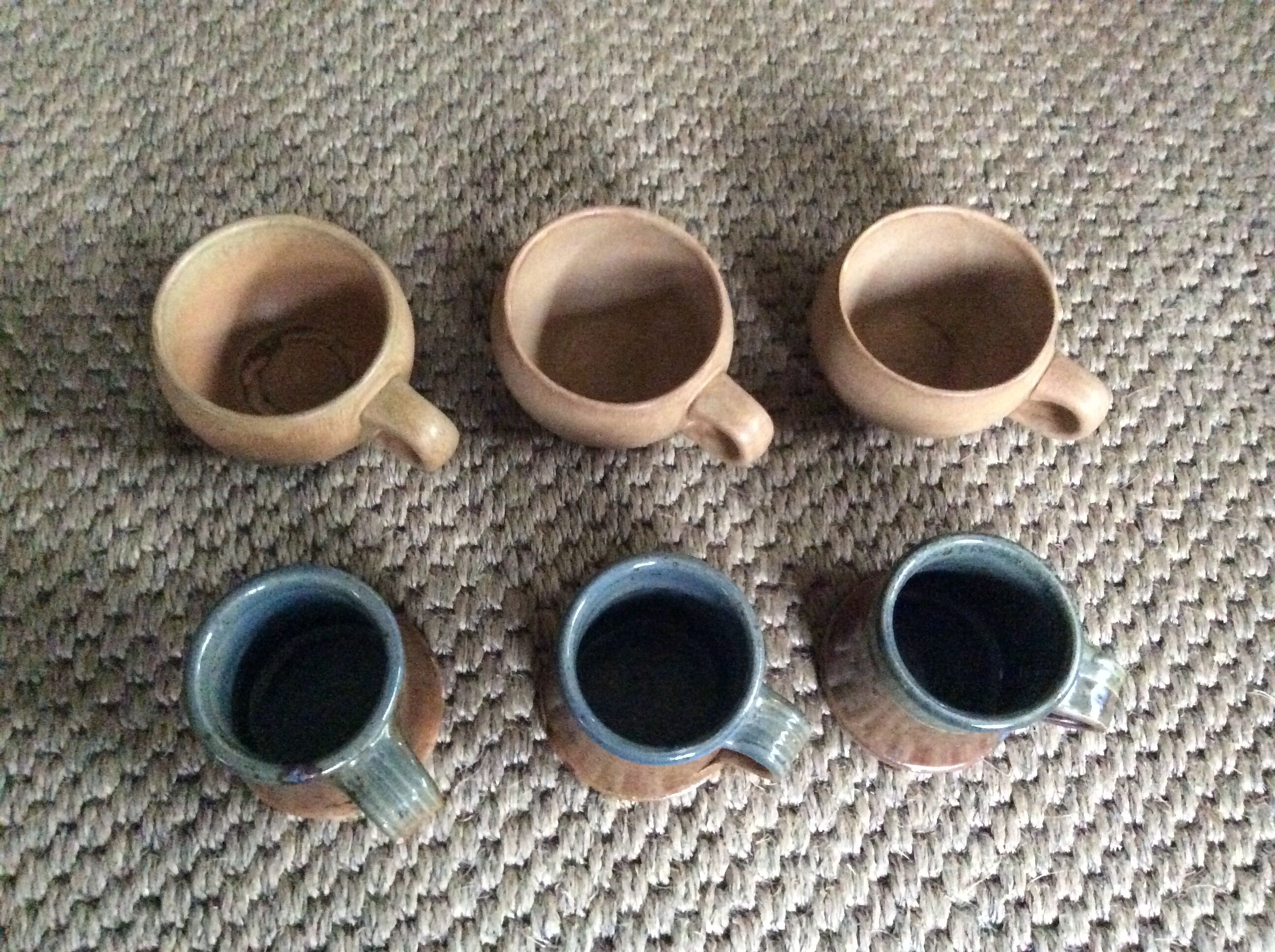 Series of 6 sandstone cups