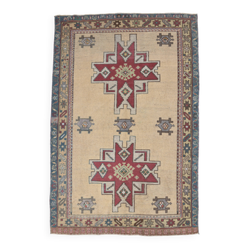 Light Yellow Red Modern Oushak Rug, 140x211Cm
