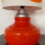 Orange opaline serpentine table lamp and vintage fabric