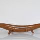 Vintage curved wood and rattan basket 1960