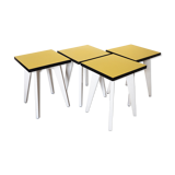 Lot 4 stools wood and formica yellow black and white