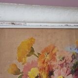 Shabby watercolor frame "Bouquet of zinnias" signed