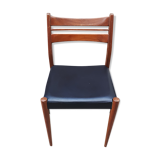 Chaise en teck et skaï noir de style scandinave