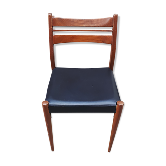 Scandinavian-style teak and black skai chair