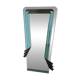 Postmodern geometric mirror with blue & dark gray smoked glass, 1980s