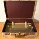 Vintage parchment beige and leather suitcase