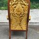 Fauteuil voltaire style Louis XV en bois massif et velours fleuri jaune
