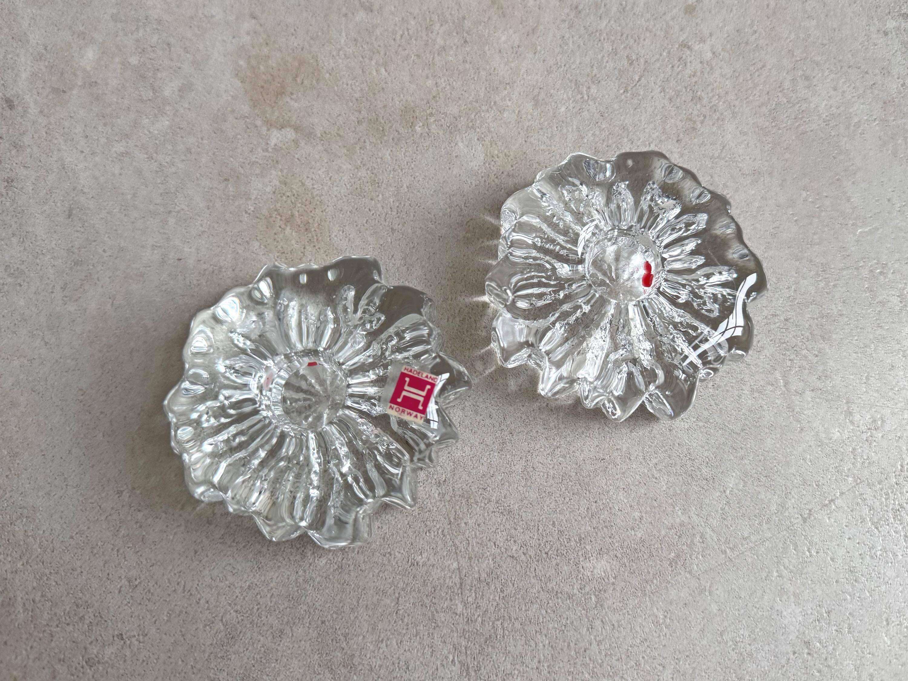 Set of 2 Hadeland Norway crystal candle holders