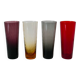 lot de 4 verres Long Drink colorés et texturés Design 1970