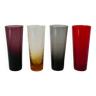 lot de 4 verres Long Drink colorés et texturés Design 1970