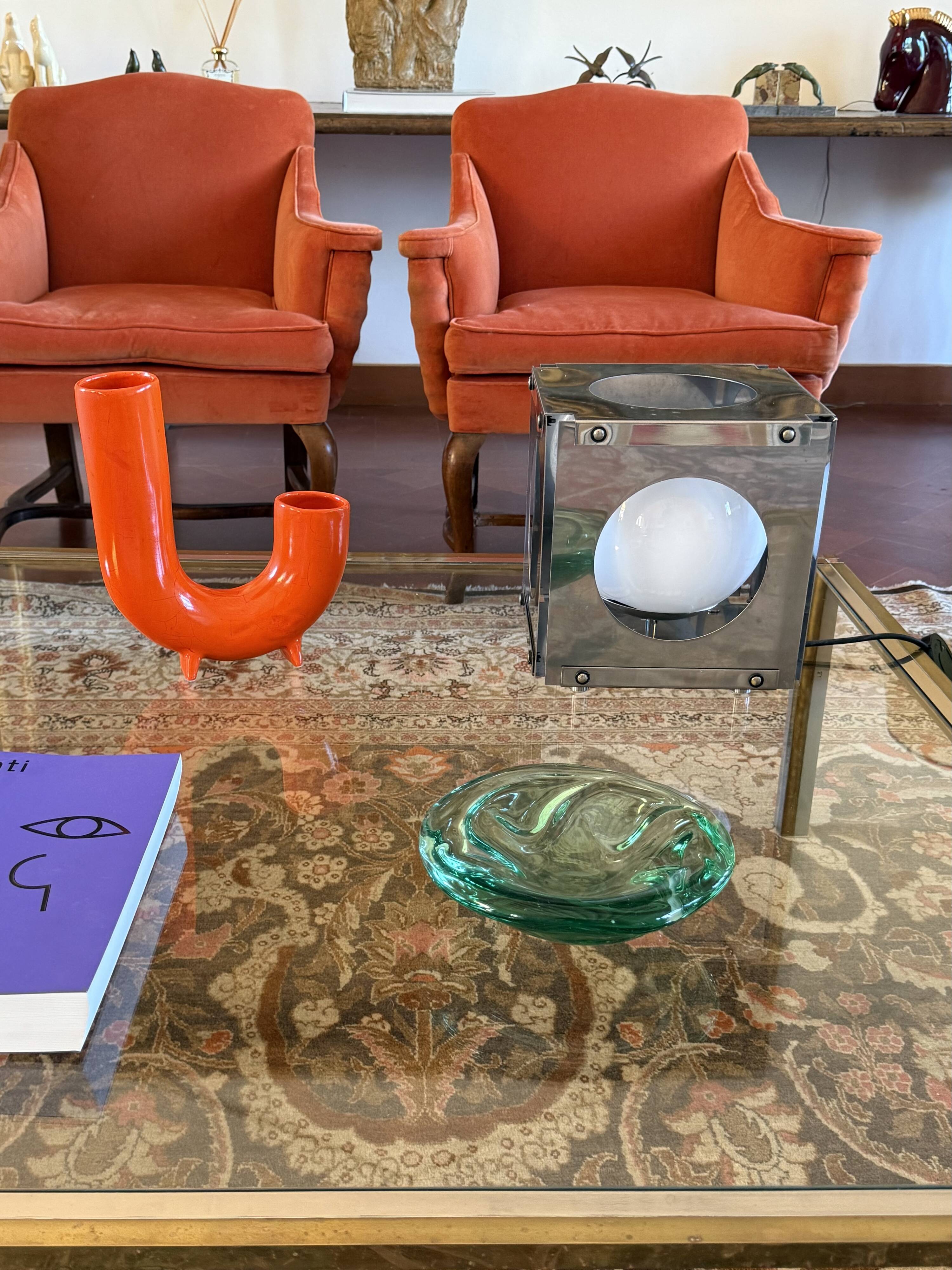 Space age orange ceramic vase, Italy ca. 1960