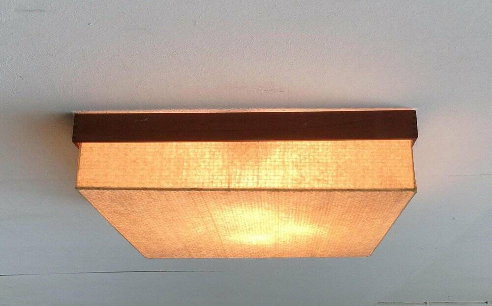 Mid-Century Minimalist Cocoon Ceiling Lamp in Teak, 1960s