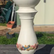 Grande colonne porte-vase avec cache pot céramique Belle époque