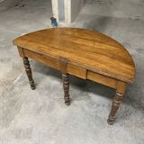Charming antique modular half-moon table in solid wood