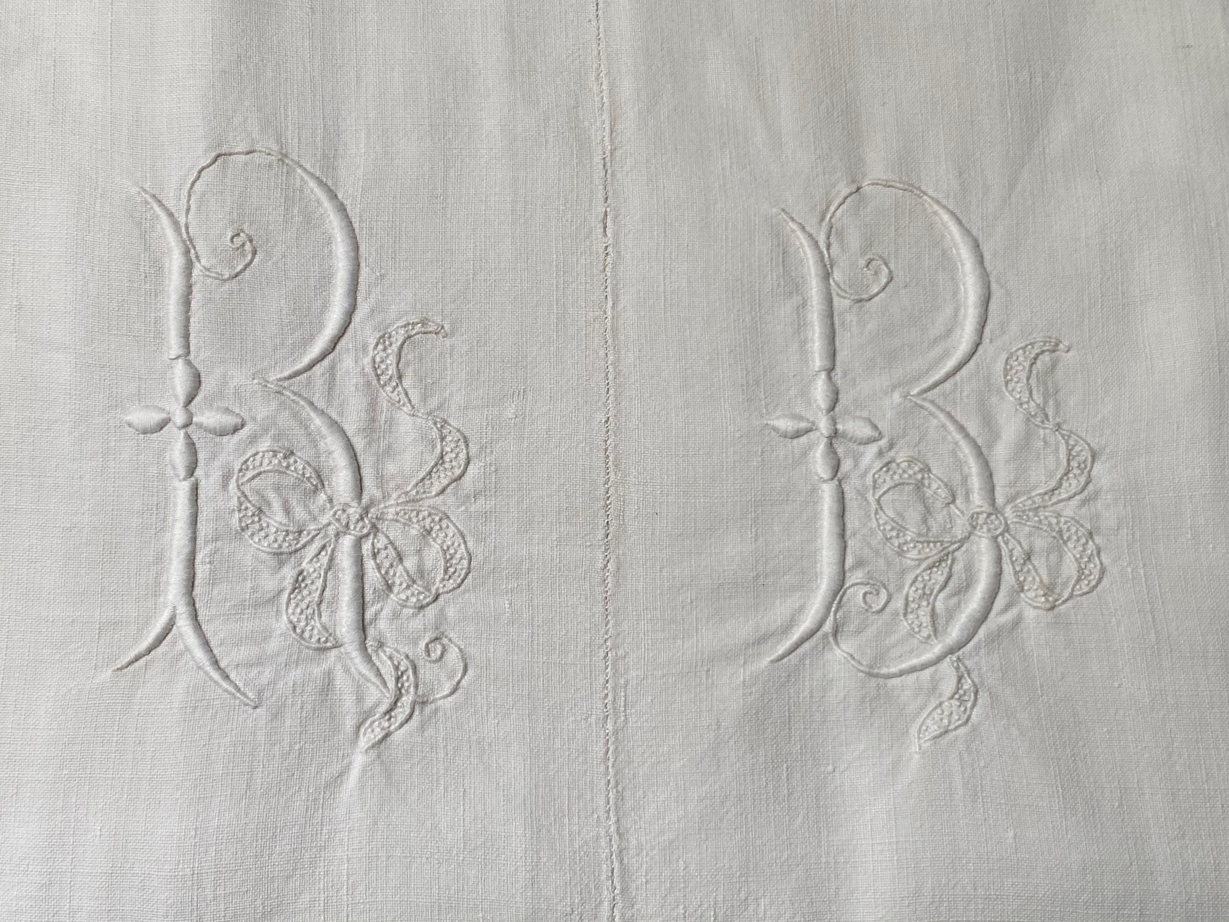 Old sheet with monogram