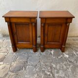 Pair of solid cherry bedside tables empire style