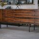 Designer sideboard in Gabonese ebony, 1 door, 12 drawers, 1960s